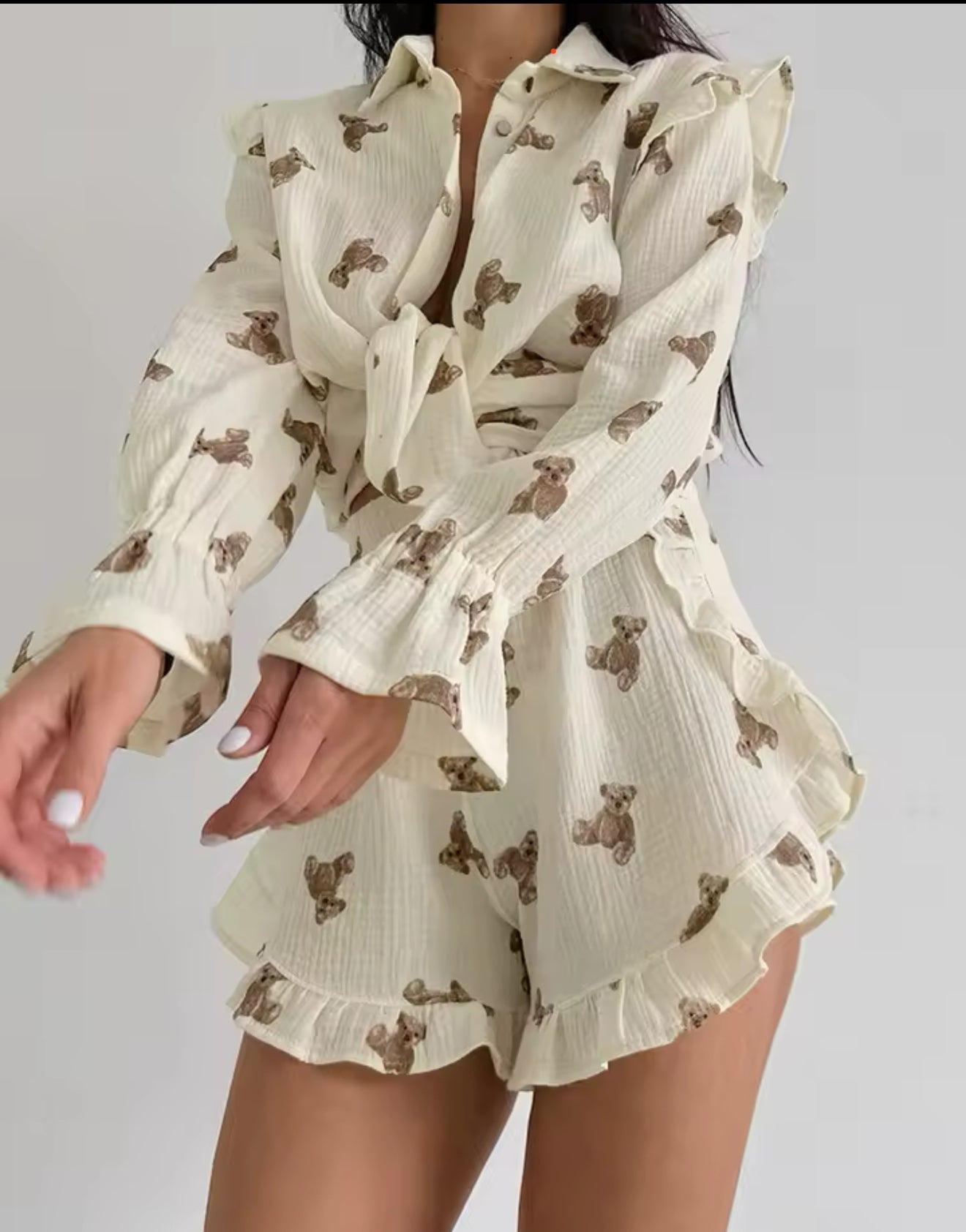 Schattige Teddybeer Pyjama – 2-delige One Size Loungewear Set