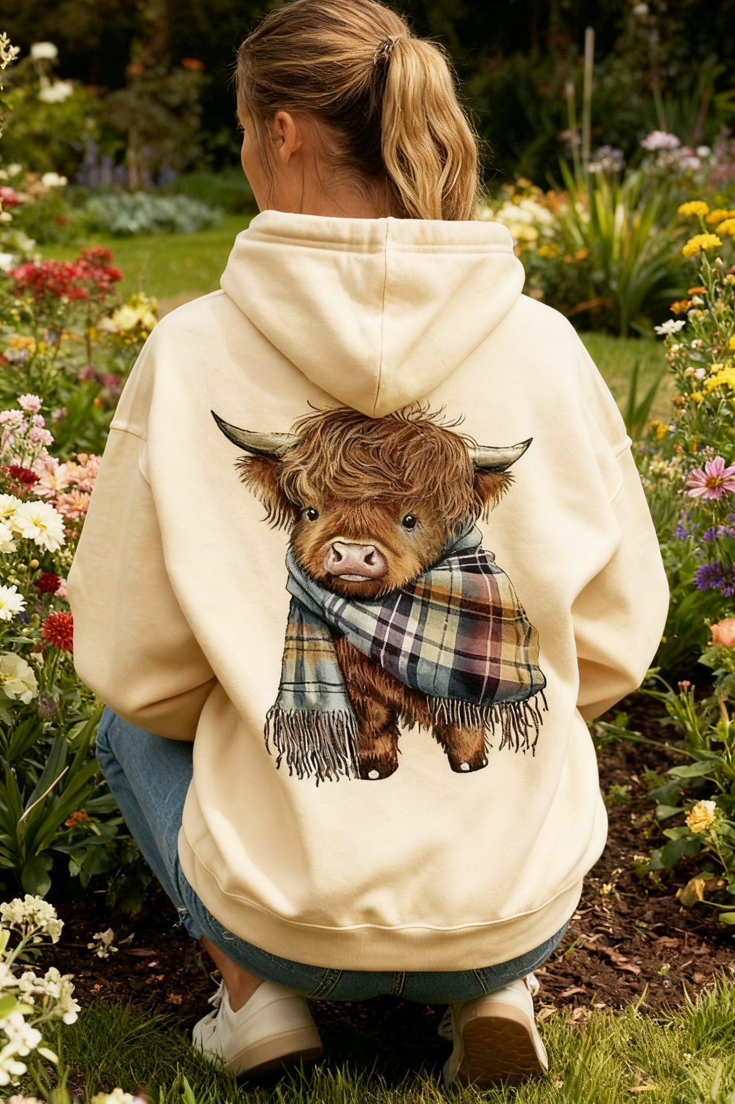 Schattig Highland Cow Hoodie met capuchon en fleecevoering🦬🤎