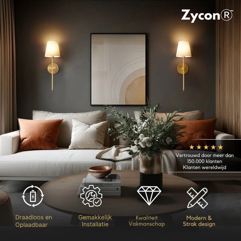 DRAADLOZE WANDLAMPEN (SET VAN 2)