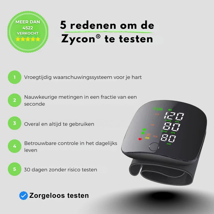 Zycon® Bloeddrukmeter | Uw bloeddruk waarschuwt u niet. Het slaat toe.