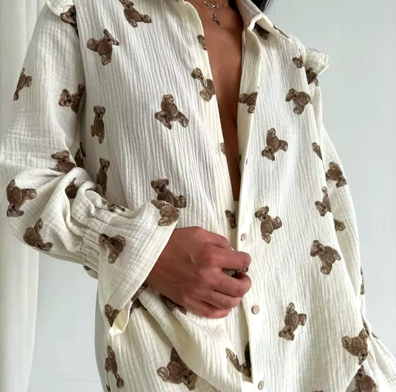 Schattige Teddybeer Pyjama – 2-delige One Size Loungewear Set