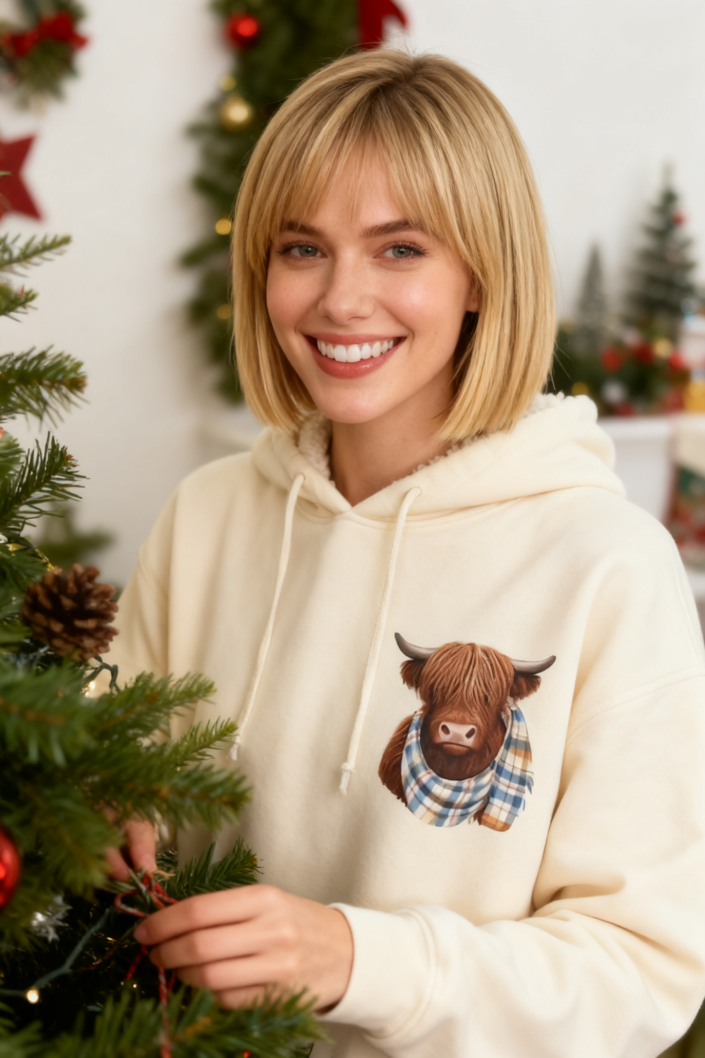 Schattig Highland Cow Hoodie met capuchon en fleecevoering🦬🤎