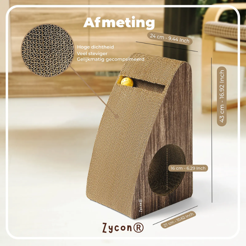 Zycon® | Luxe krasbank Cleo Medium – Driehoekig model Kraskarton Donker