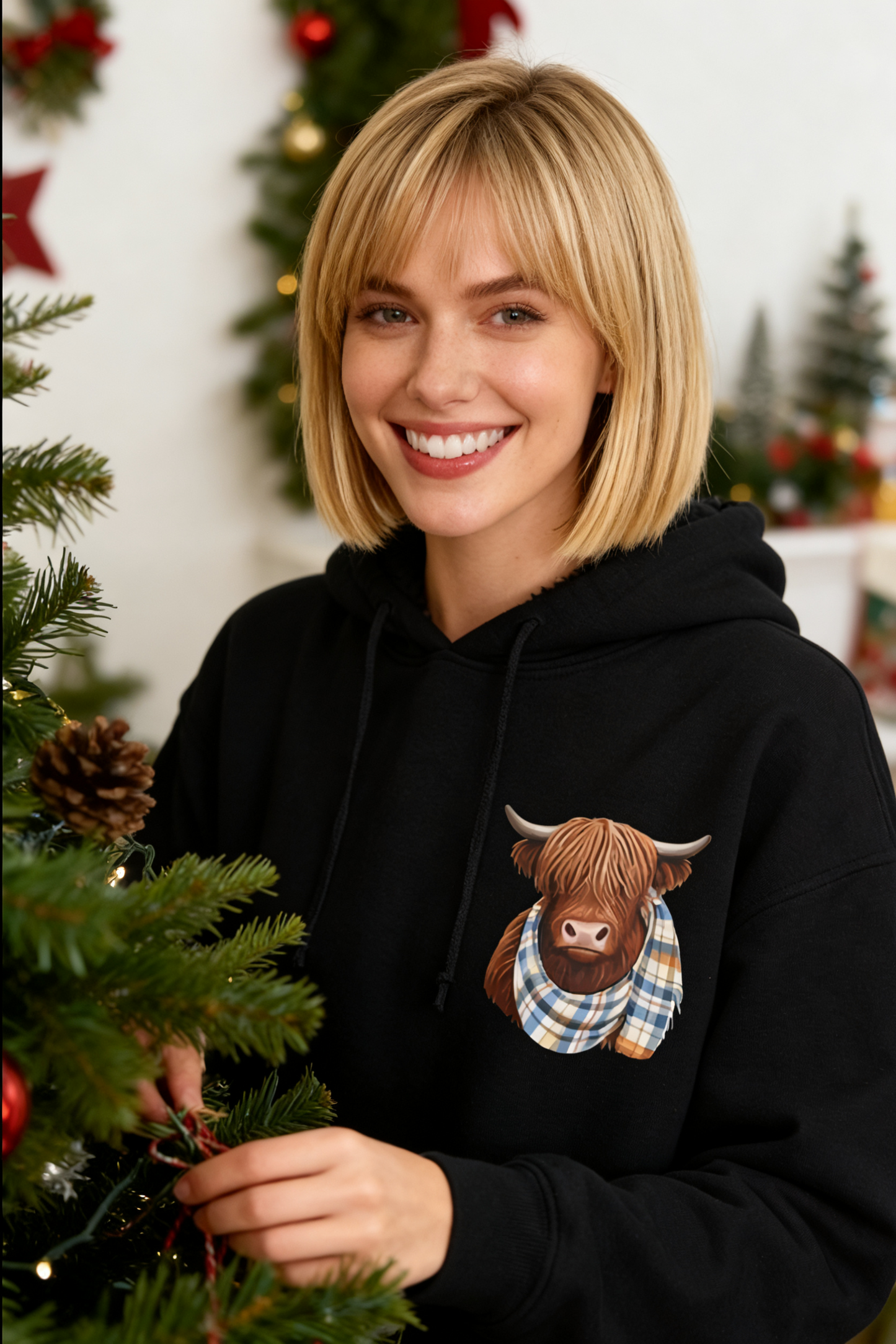 Schattig Highland Cow Hoodie met capuchon en fleecevoering🦬🤎