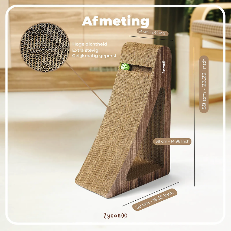 Zycon® | Luxe krasbank Ivy Large – Driehoekig model Kraskarton Donker