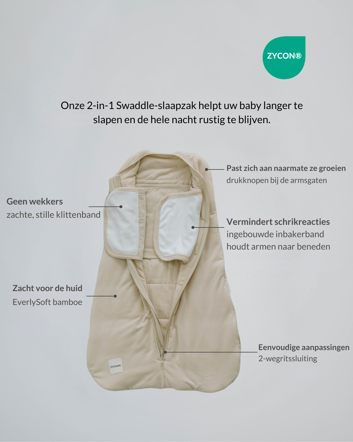 2-in-1 Bamboe Inbakerslaapzak voor Baby‘s (0-6 maanden)