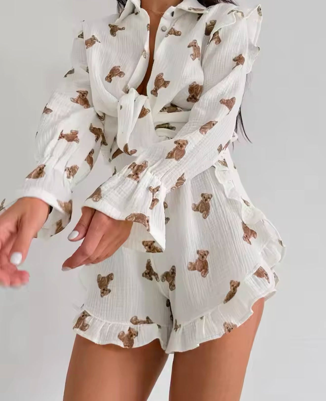 Schattige Teddybeer Pyjama – 2-delige One Size Loungewear Set