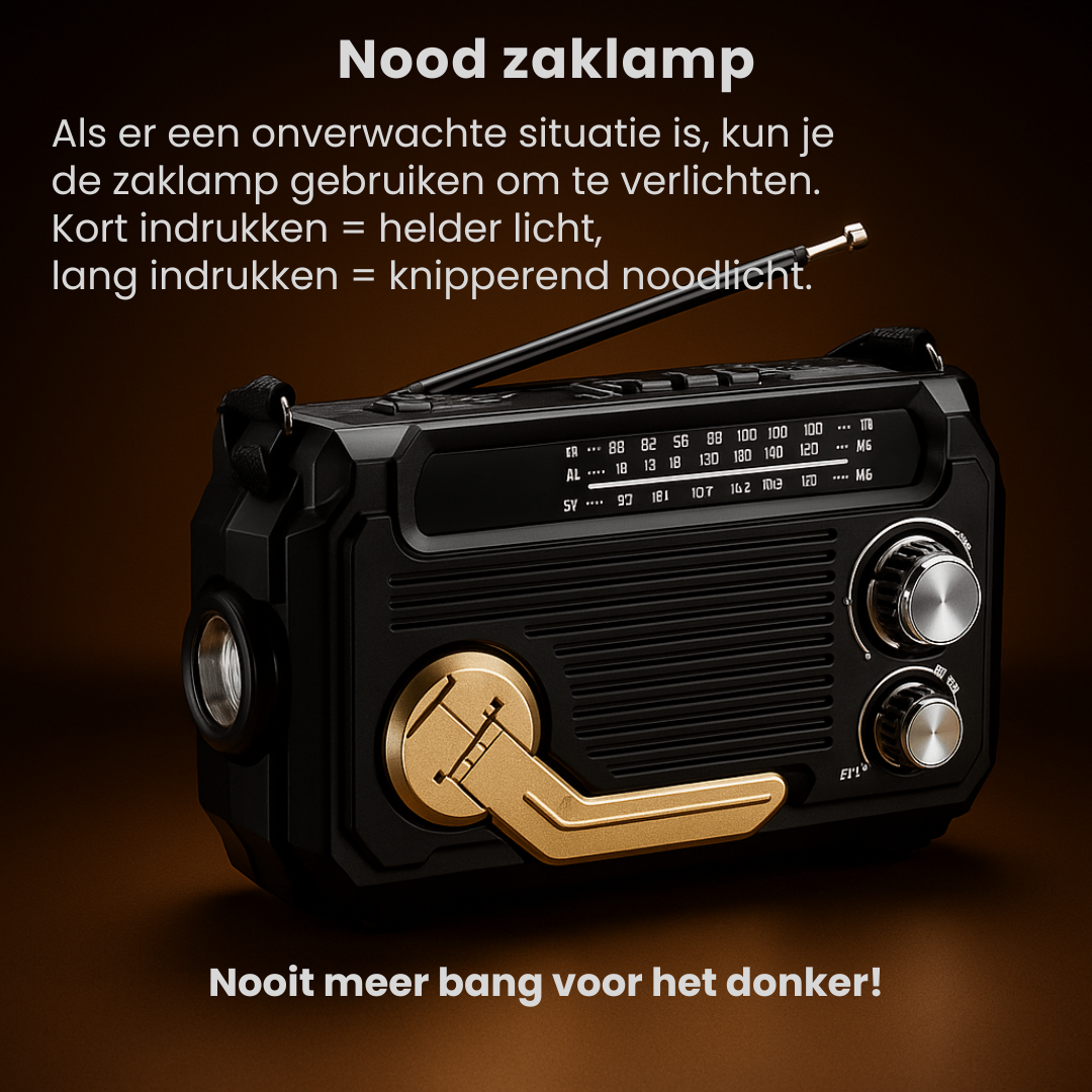 Altijd voorbereid met de Zycon® 3-in-1 Noodradio: opladen, radio en zaklamp in één