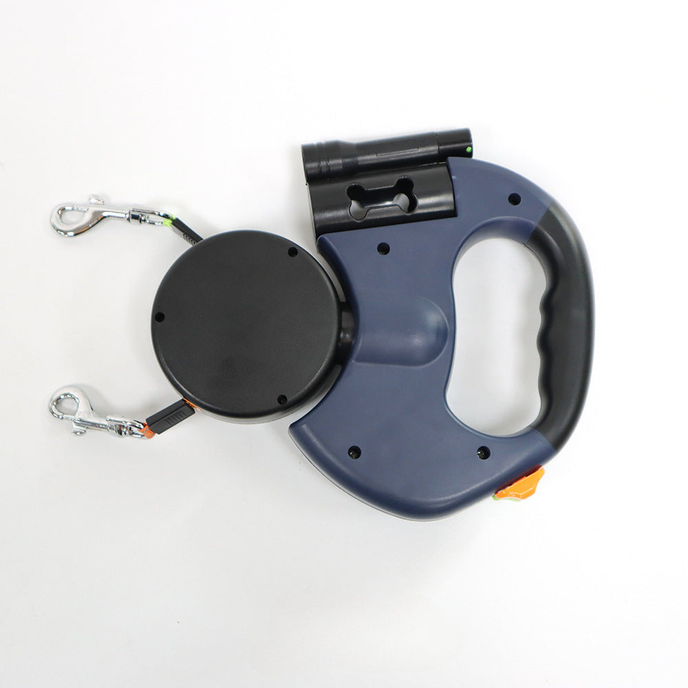 Dubbele hondenriem met klitvrije draaibare karabijnhaak en LED-lampje