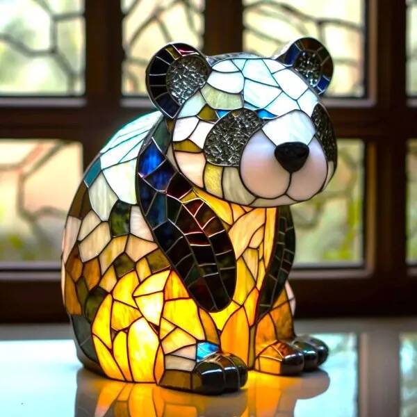 Loustic – Magische panda-lamp van gekleurd glas