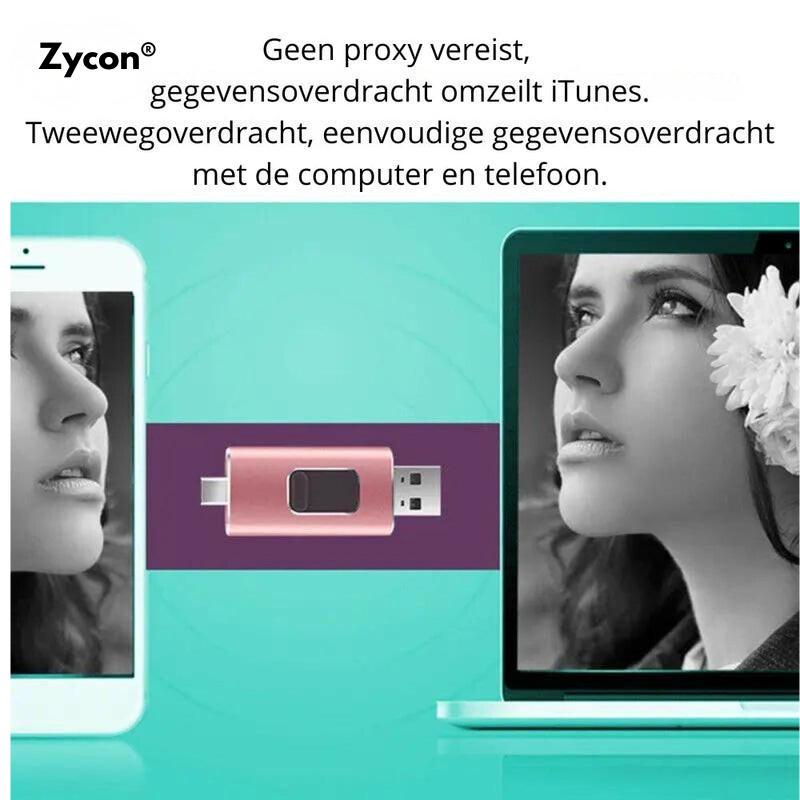 Telefoon vol? Los het op met de 4-in-1 Flashdrive (Elk Apparaat: USB-C, Lightning, USB-A & Micro-USB)