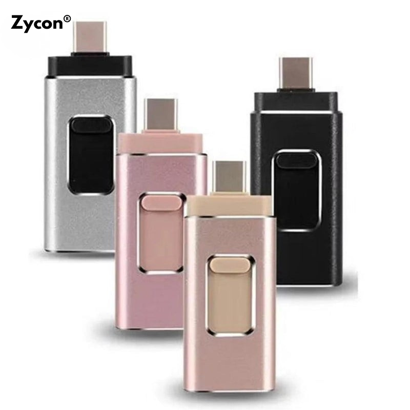 Telefoon vol? Los het op met de 4-in-1 Flashdrive (Elk Apparaat: USB-C, Lightning, USB-A & Micro-USB)