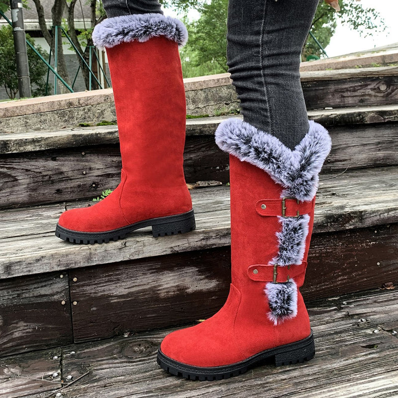 Dames dikke pluche mid-calf snowboots