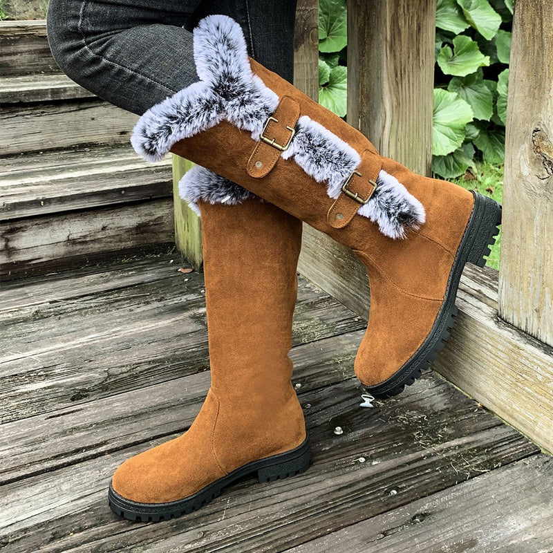 Dames dikke pluche mid-calf snowboots