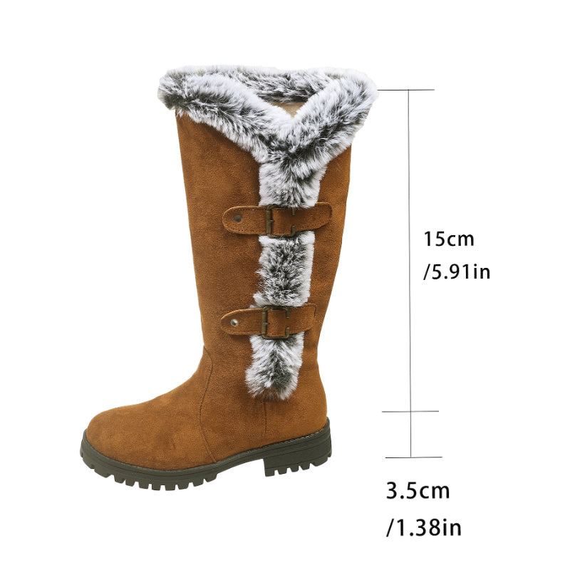 Dames dikke pluche mid-calf snowboots