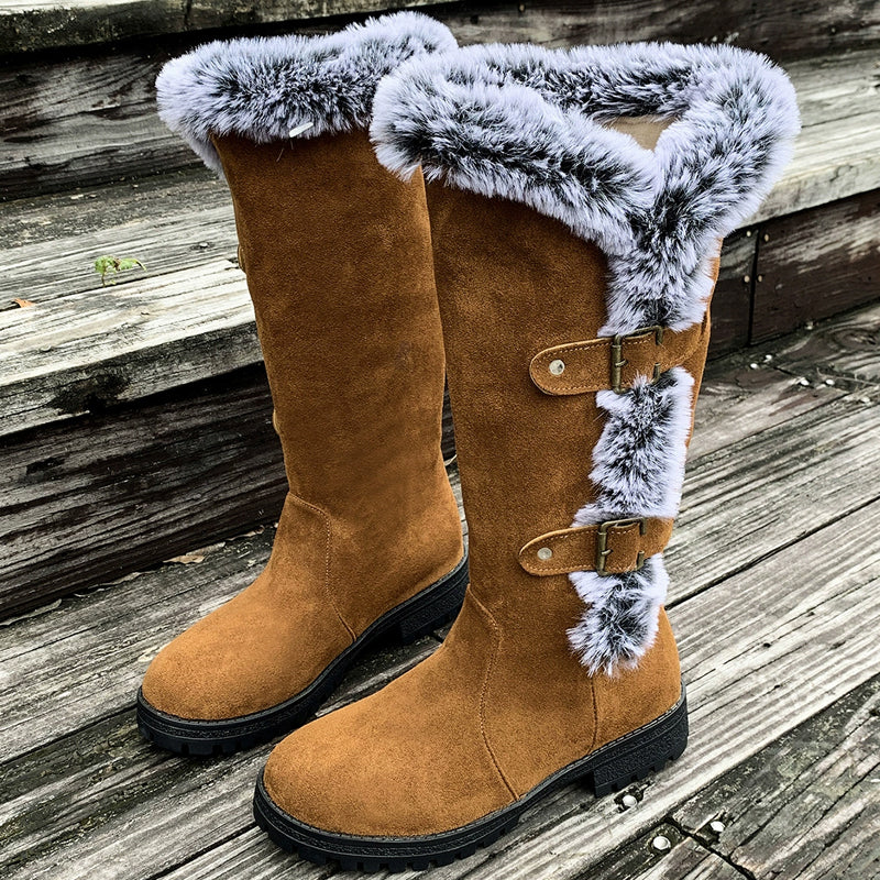 Dames dikke pluche mid-calf snowboots