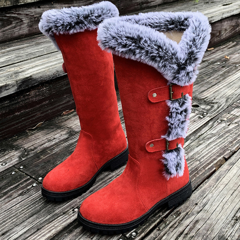 Dames dikke pluche mid-calf snowboots