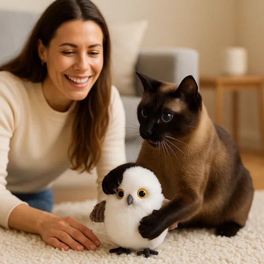 Vliegende en tjilpende vogelspeeltje voor katten